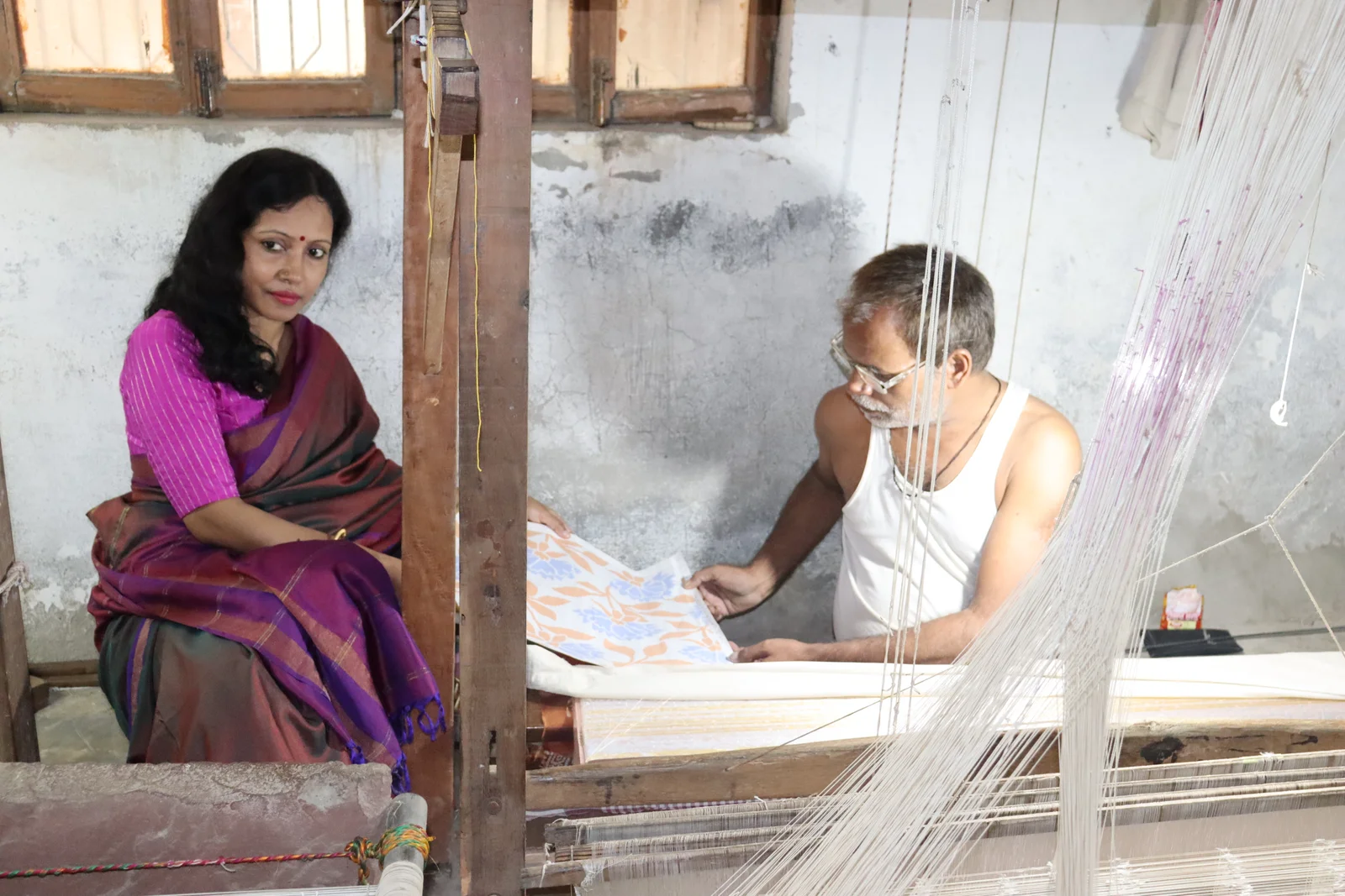 Our skilled weaver his workplace